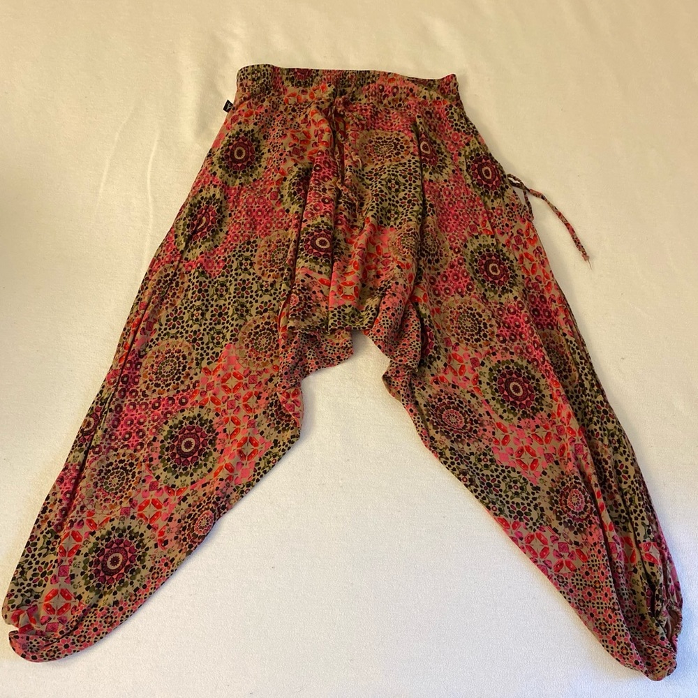 Buddha pants mandala savannah cotton harem pant pink neutral medium